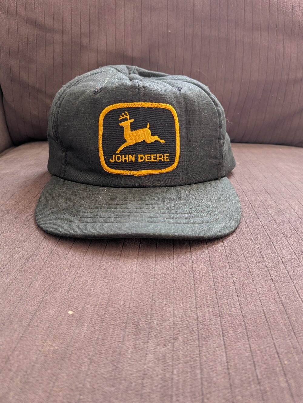 Vintage John Deere Black Cap with Gold Patch
